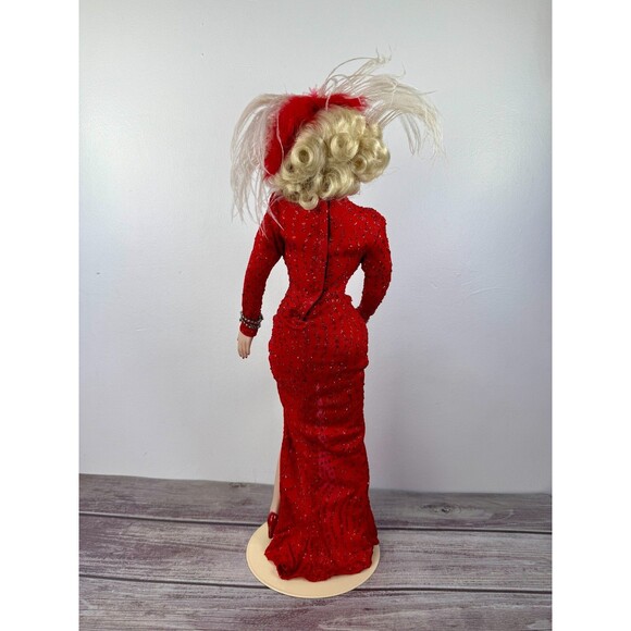 Franklin Mint Marilyn Monroe Vinyl 19" Doll Red Gown Gentlemen Prefer Blondes - Picture 6 of 16